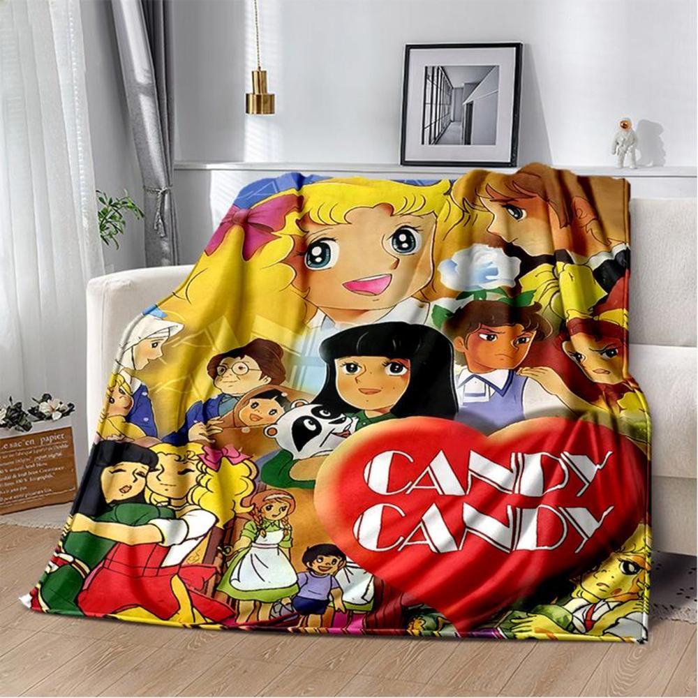 Soft Funny Throw Blanket Candy Candy Girl Cartoon Anime Plush Flannel Blanket For Living Room Bedroom Sofa Kid'S Gift