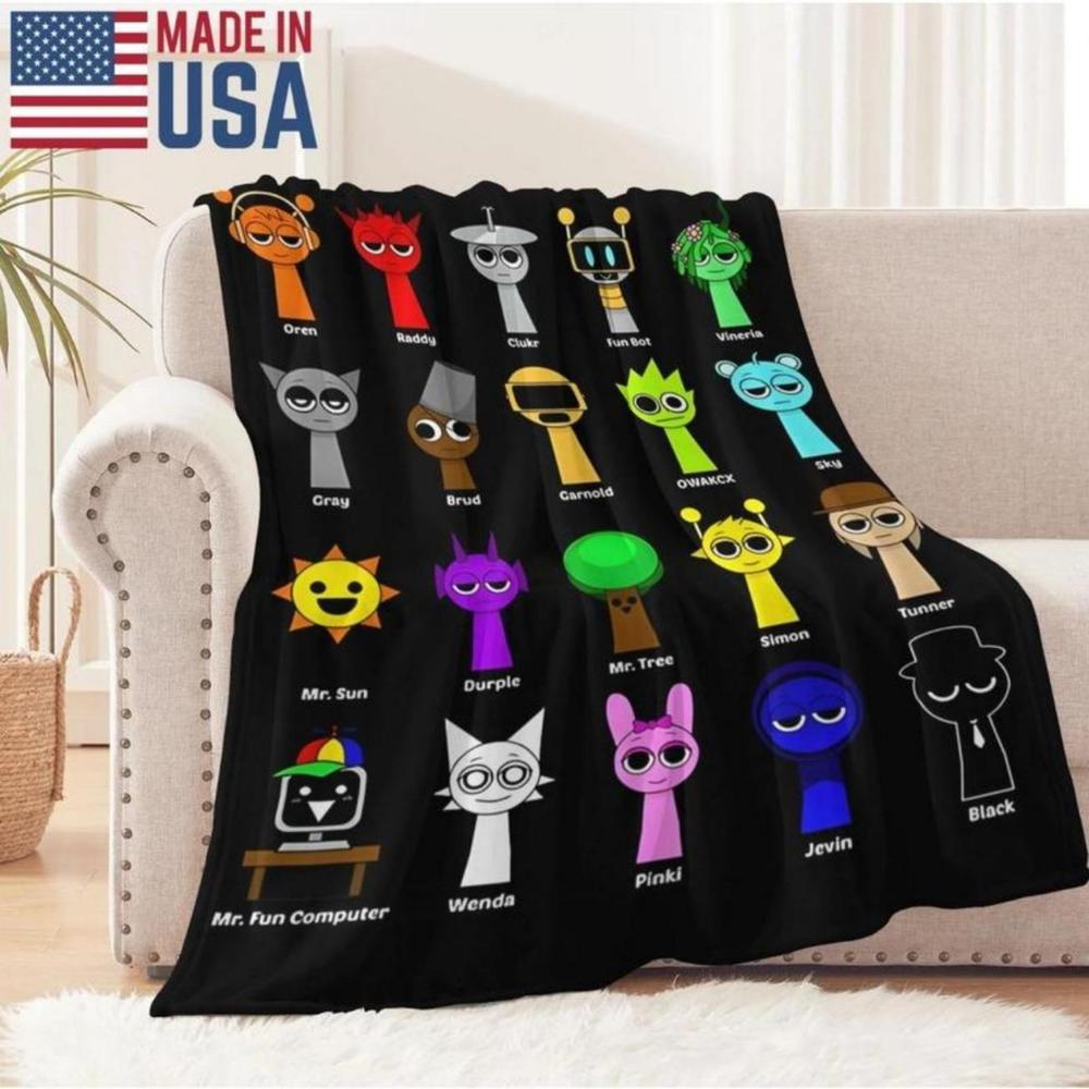 Soft Funny Throw Blanket Incredibox Sprunki Printed Flannel Blanket - Travel Comfort Office Bed Camping Multifunctional Flannel Blanket Gift