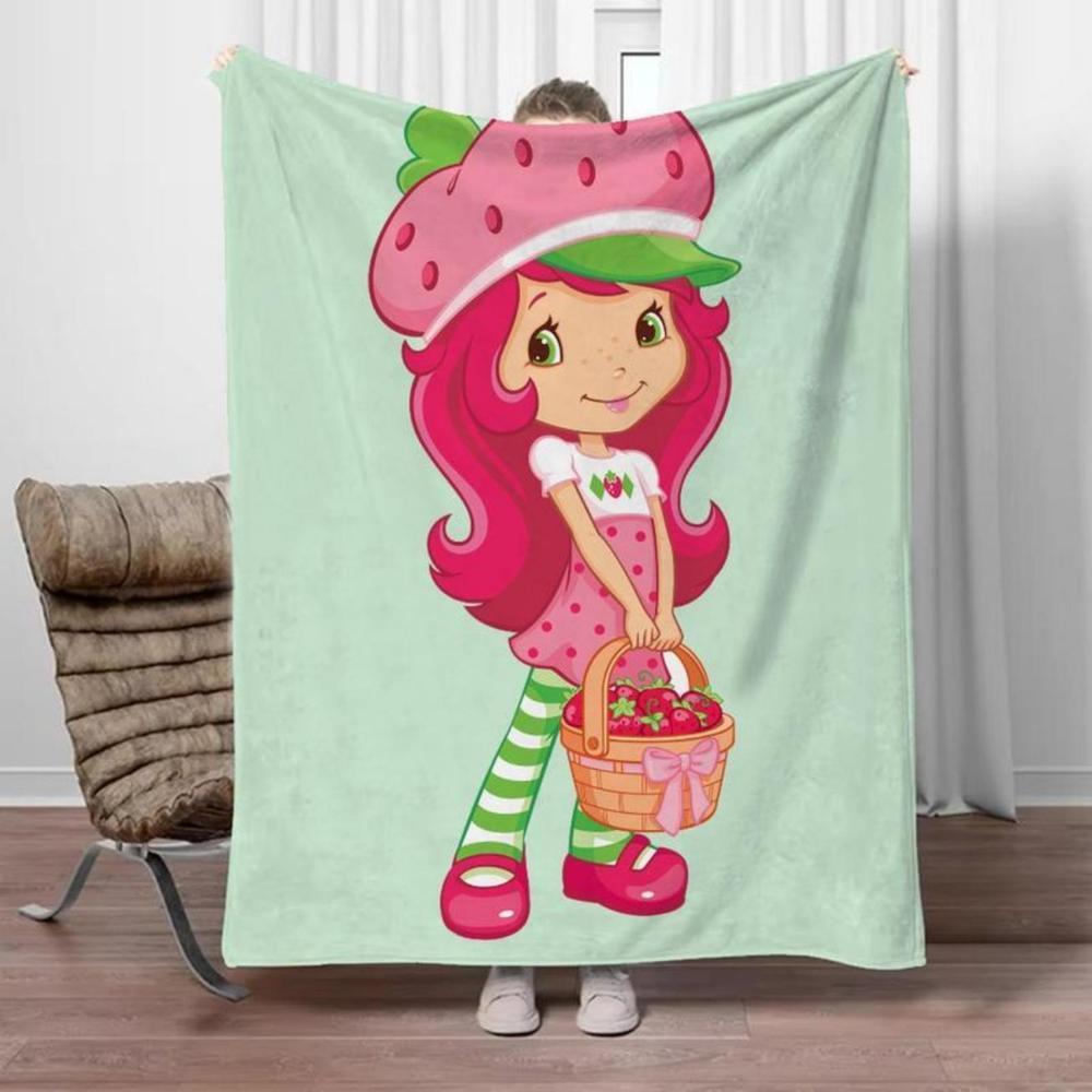 Soft Funny Throw Blanket Strawberry Shortcake Microfiber Blanket King Size Designer For Sofa Luxury Home Interior Blankets For Adults Knee