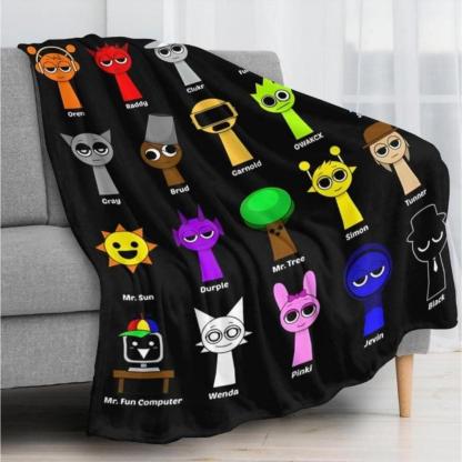 Soft Funny Throw Blanket Incredibox Sprunki Printed Flannel Blanket - Travel Comfort Office Bed Camping Multifunctional Flannel Blanket Gift