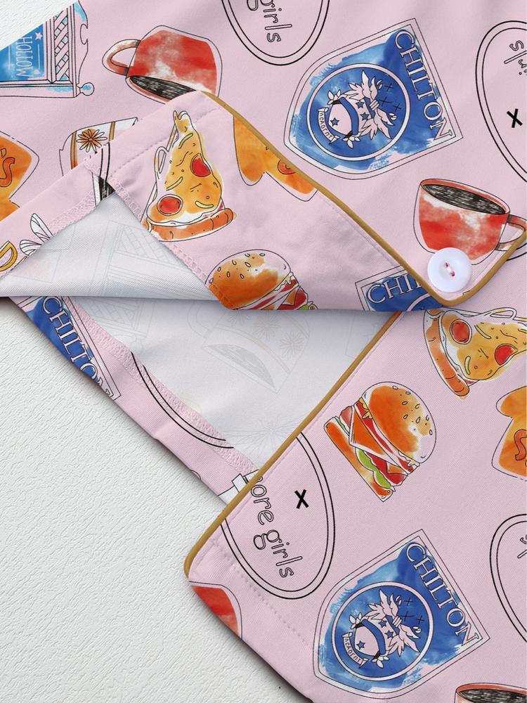 Autumn Winter Women's Pajamas Set, Gilmore Girls Comfortable Sleepwear, Cute Elegant Long Sleeve Pants Two-Piece