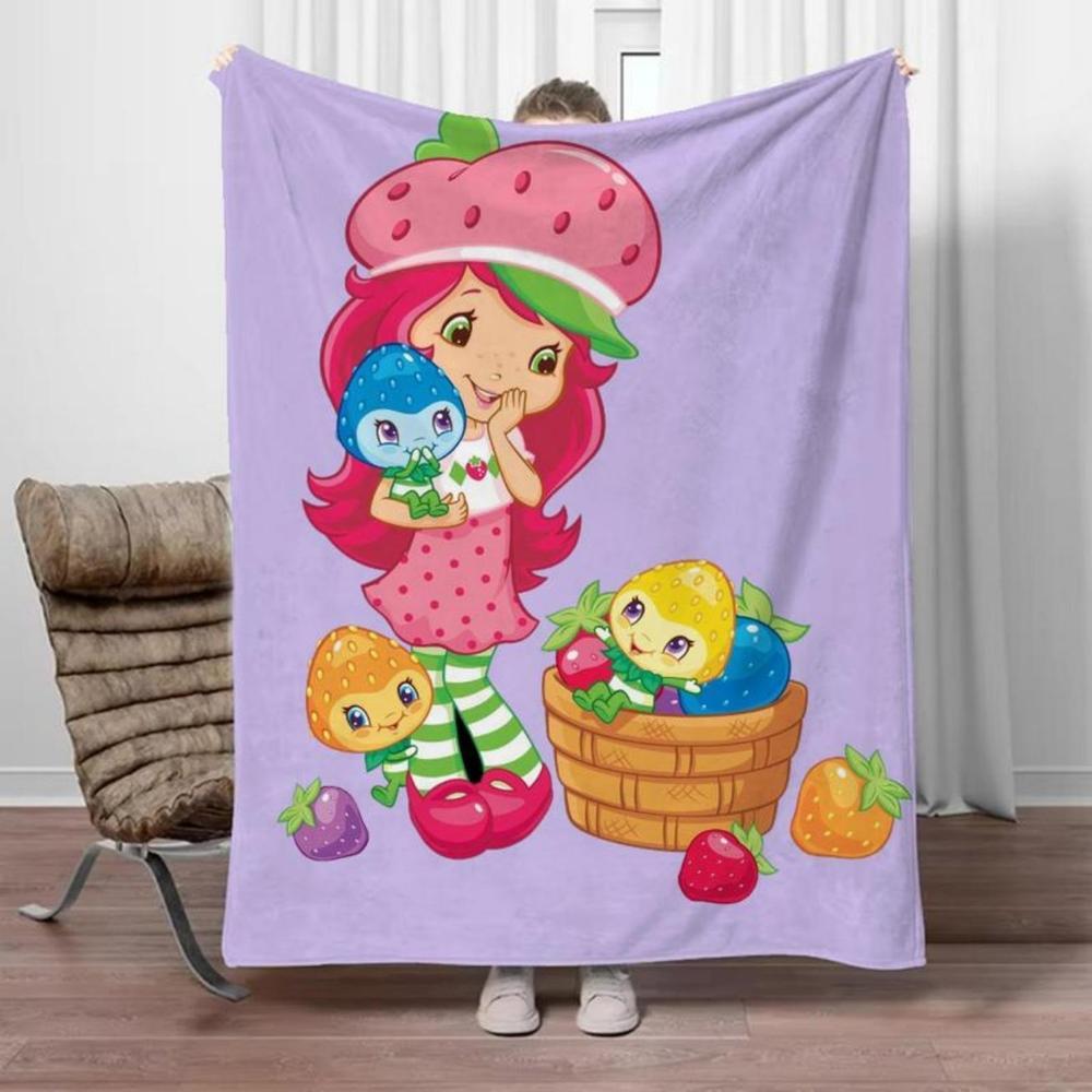 Soft Funny Throw Blanket Strawberry Shortcake Microfiber Blanket King Size Designer For Sofa Luxury Home Interior Blankets For Adults Knee
