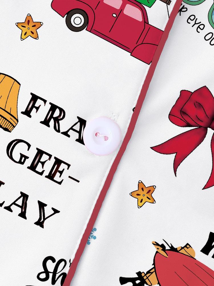 Women's Christmas Story Fall & Winter Sleepwear Set, Elegant Long Sleeve Pajamas, Colorblock Two-Piece, Fitted Home Wear