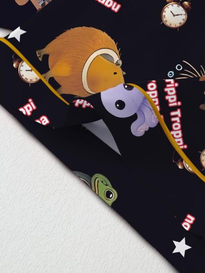 brain rot Teen Boys' Sleepwear Set, Fun Game Night, Role-Playing Party Wear, Cartoon Pattern Home Clothes, Cartoon Print Pajama, birthday&Christmas gifts,