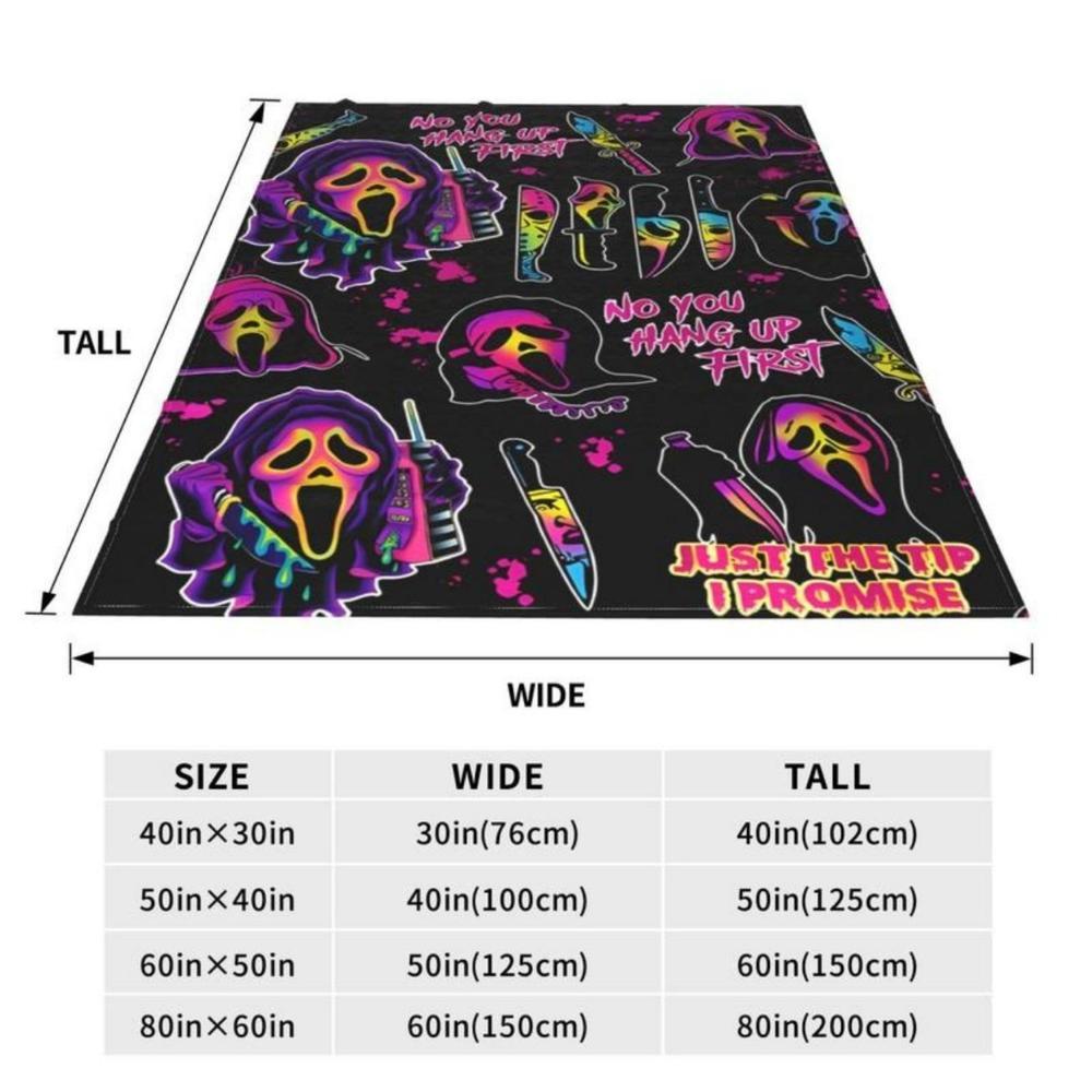 Soft Funny Throw Blanket Ghostface Blanket No You Hang Up Horror Movie Character Gift Serial Killers Spooky Season Couch Bed Sofa Lightweight Warm Cozy Flannel Fleece Bed Microfiber Furry