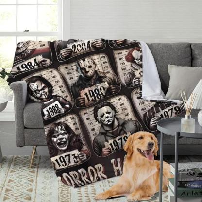 Soft Funny Throw Blanket Horror Icons Flannel Fleece - Cozy Fuzzy Plush Comfy All-Season Sofa Bedroom Dorm Couch Office Car Travel Home Bedding,Comfortable Movie Decor Blanket Men Women Boys Girls Halloween Birthday Fan Gifts