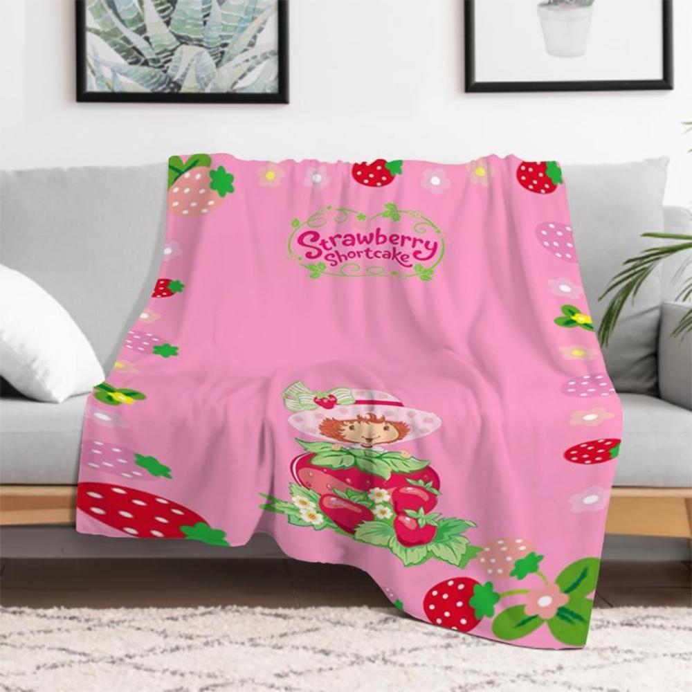 Soft Funny Throw Blanket S-Strawberry Pink Shortcake Throw Camping Chair Picnic Blanket Fluffy Plaid Blankets For Decorative Sofa Portable King Lid Downy