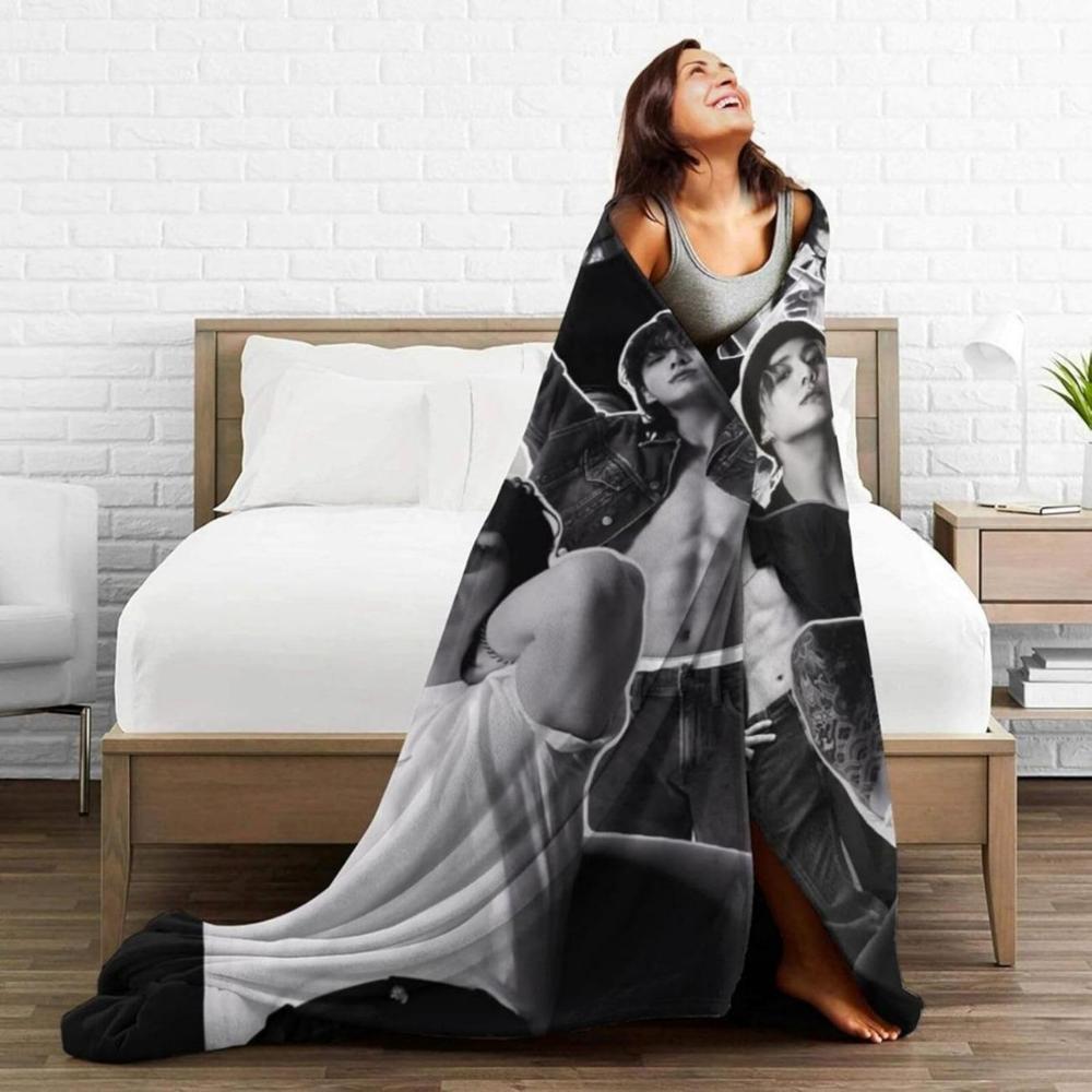 Soft Funny Throw Blanket Cute Blanket Jungkooks Throw Flannel Blankets For Bed Sofa Couch Living Room Warm Fleece Air Conditioner Quilt Gifts