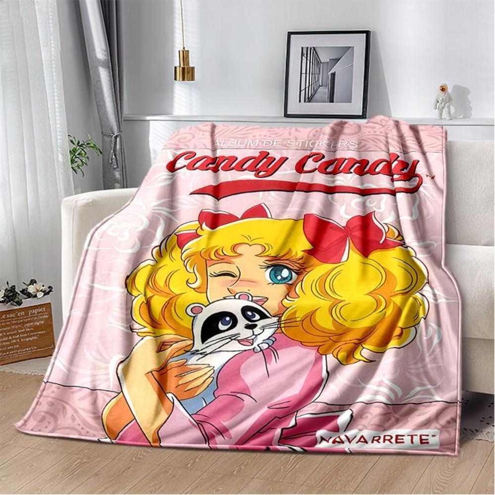 Soft Funny Throw Blanket Candy Candy Girl Cartoon Anime Plush Flannel Blanket For Living Room Bedroom Sofa Kid'S Gift