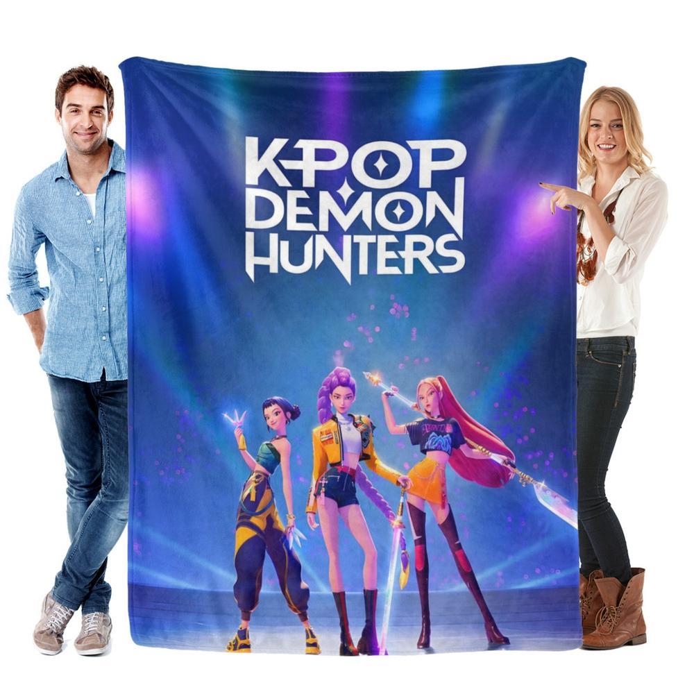 Soft Funny Throw Blanket K-Pop Demon Hunter Star Team Blanket, Flannel Sofa Bed Throw Lightweight All-Season Travel Camping