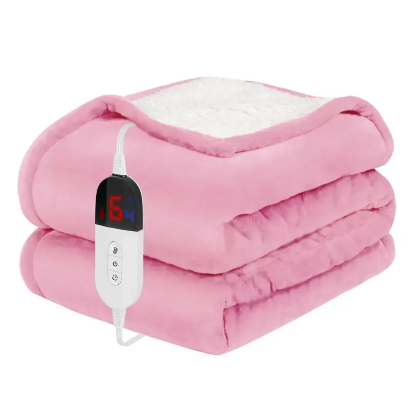 Print-aura® Electric Heated Blanket – 6 Heat Settings, Flannel Sherpa, Machine Washable, Auto-Off, Cozy Full-Body Warmth for Winter