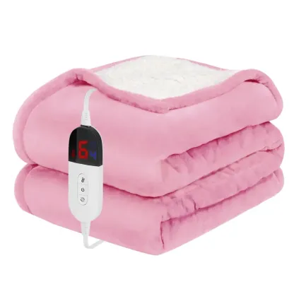 Print-aura® Electric Heated Blanket – 6 Heat Settings, Flannel Sherpa, Machine Washable, Auto-Off, Cozy Full-Body Warmth for Winter