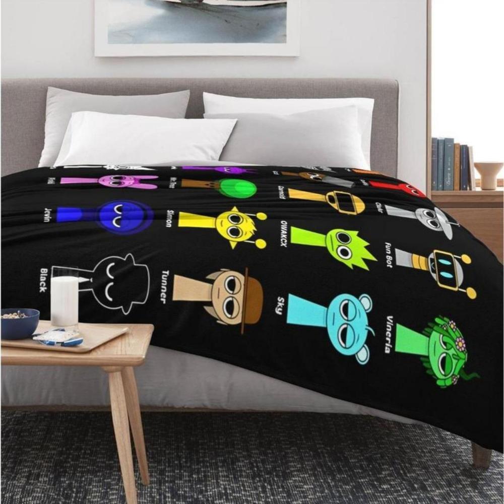 Soft Funny Throw Blanket Incredibox Sprunki Printed Flannel Blanket - Travel Comfort Office Bed Camping Multifunctional Flannel Blanket Gift