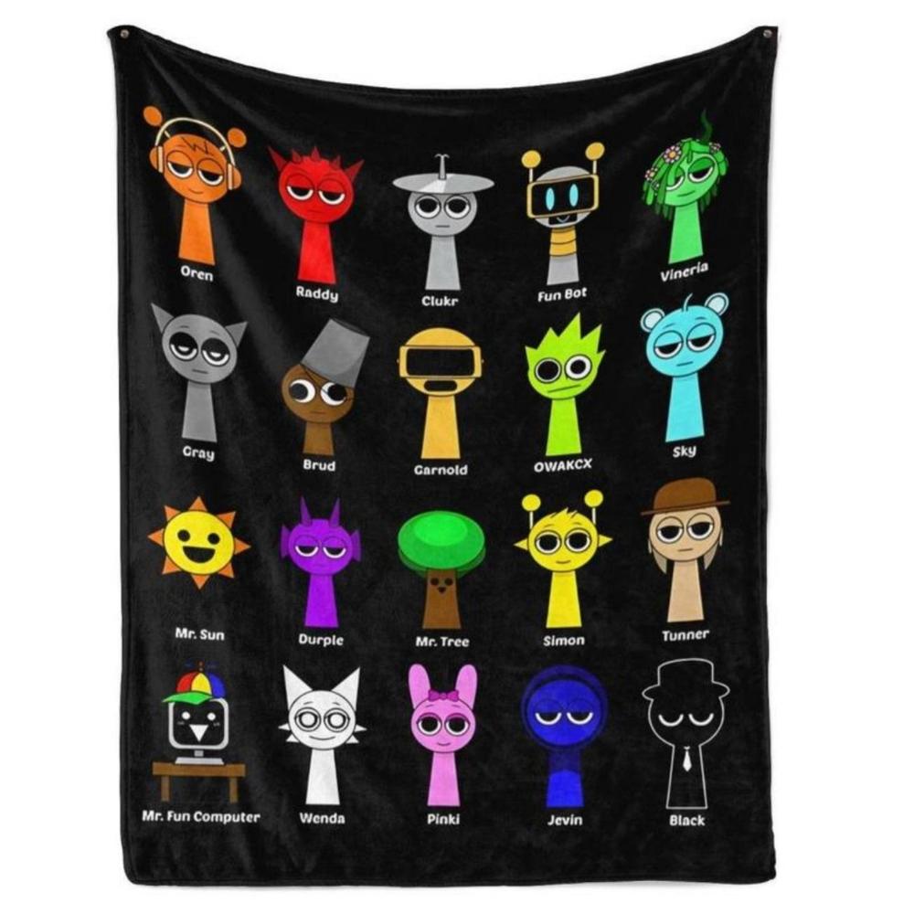 Soft Funny Throw Blanket Incredibox Sprunki Printed Flannel Blanket - Travel Comfort Office Bed Camping Multifunctional Flannel Blanket Gift