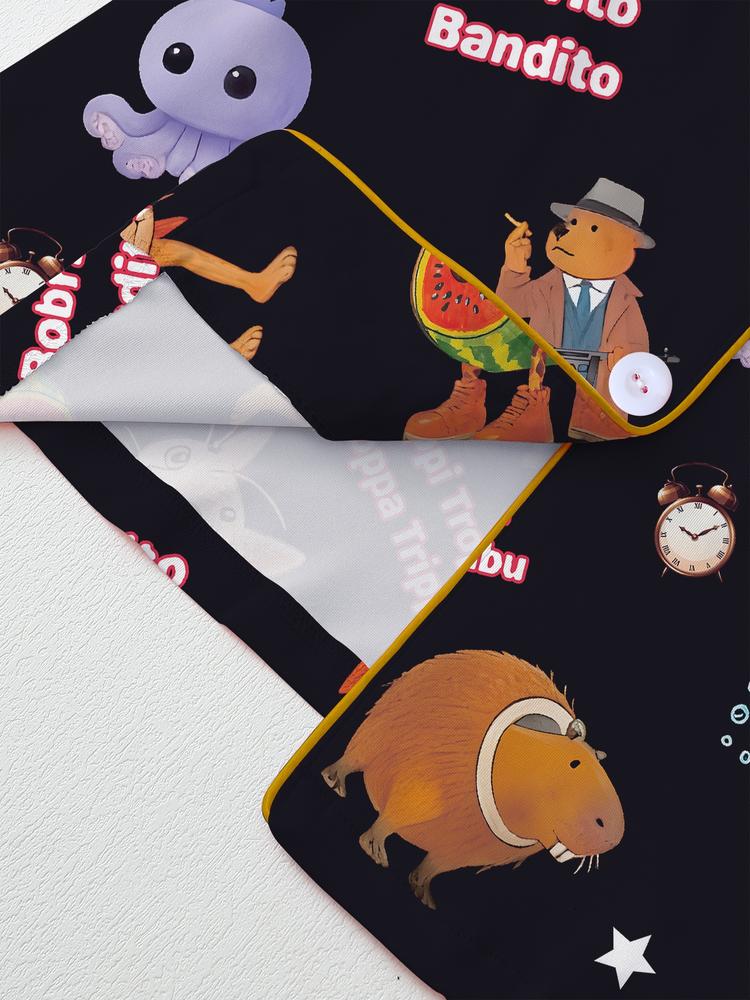 brain rot Teen Boys' Sleepwear Set, Fun Game Night, Role-Playing Party Wear, Cartoon Pattern Home Clothes, Cartoon Print Pajama, birthday&Christmas gifts,