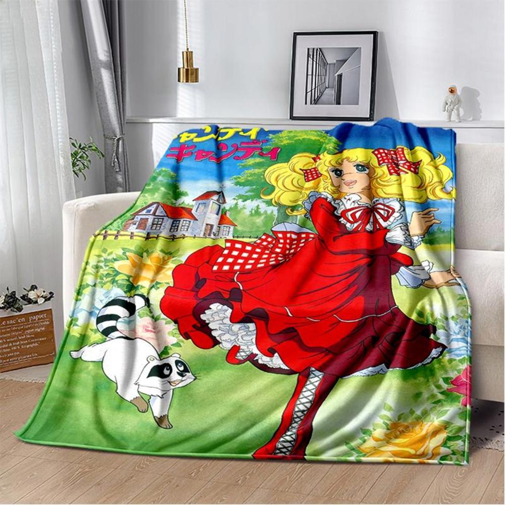 Soft Funny Throw Blanket Candy Candy Girl Cartoon Anime Plush Flannel Blanket For Living Room Bedroom Sofa Kid'S Gift