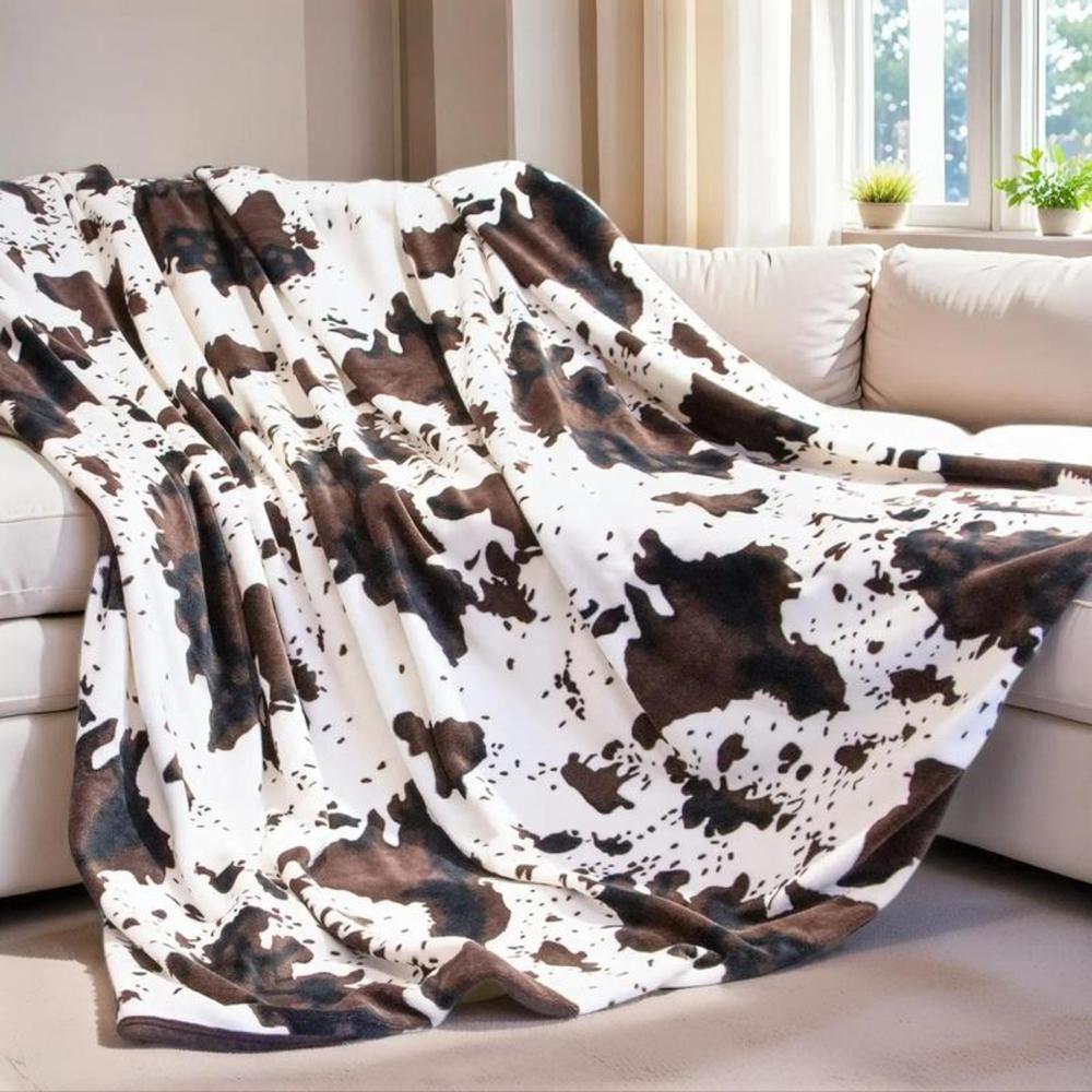 Soft Funny Throw Blanket Cow Print Flannel Blanket,Warm,All Season Bre