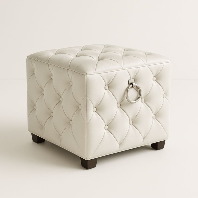 Vierkante Opbergpoef Kunstleer Wit 45x45x45 cm-Aurorafeliz