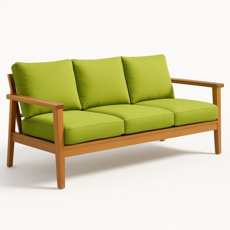 Houten Driezitsbank Outdoor Met Polyester Kussens Groen-Aurorafeliz