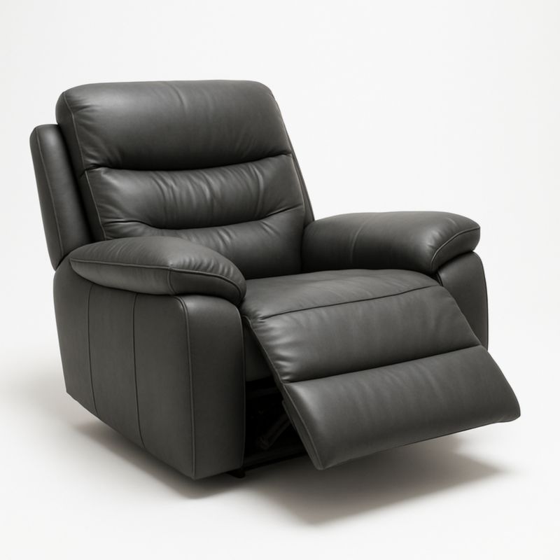 Lederen Relaxzetel Verstelbare Voetensteun Donkergrijs-Aurorafeliz