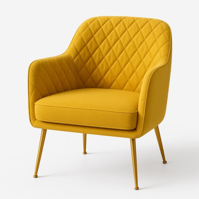 Gele Fauteuil Polyester Bekleding Diamantpatroon 75x70x80cm-Aurorafeliz