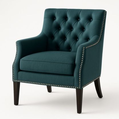 Gestoffeerde fauteuil met siernagels polyester schuim vulling 90x75x80 cm hout Groen-Aurorafeliz