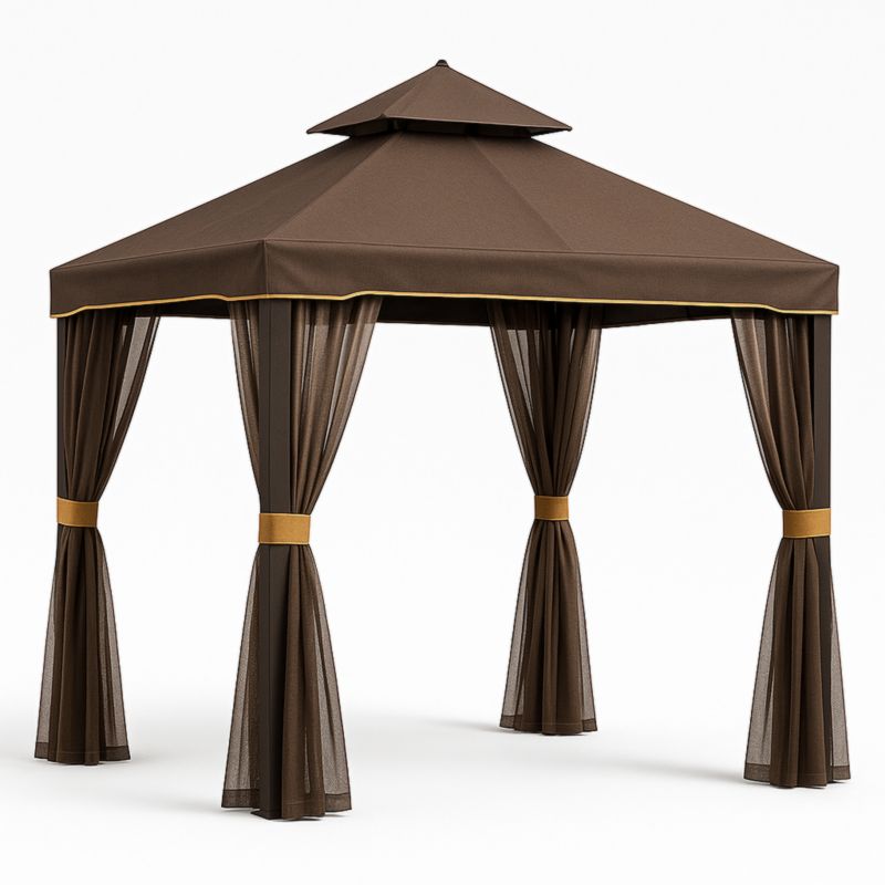 Paviljoen Tent Vierkant Polyester Bruin 3x3m-Aurorafeliz