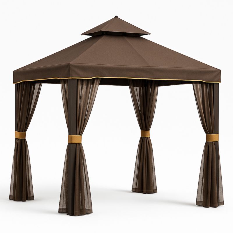 Paviljoen Tent Vierkant Polyester Bruin 3x3m-Aurorafeliz