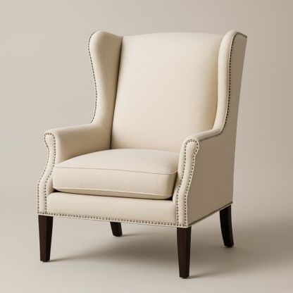 Oorfauteuil Hout/Linnen Crème 100cm-Aurorafeliz