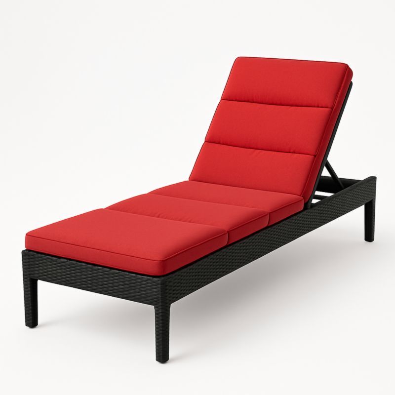 Ligbed rechthoekig aluminium frame polyester bekleding 200x75x30 cm Rood/Zwart-Aurorafeliz