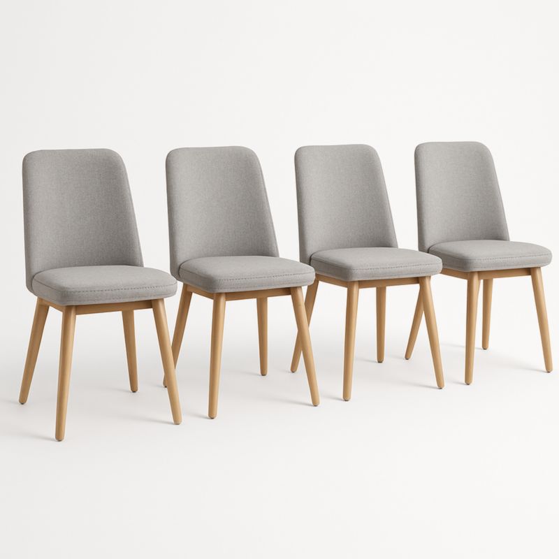 Set van 4 Eetkamerstoelen Stof Bekleding Houten Poten Grijs-Aurorafeliz