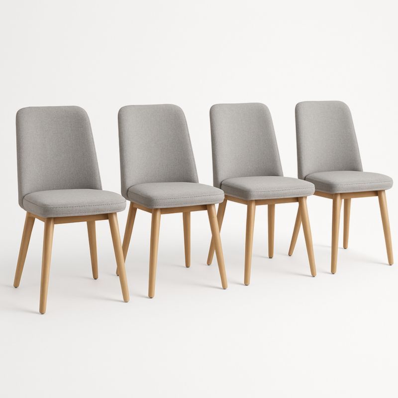 Set van 4 Eetkamerstoelen Stof Bekleding Houten Poten Grijs-Aurorafeliz