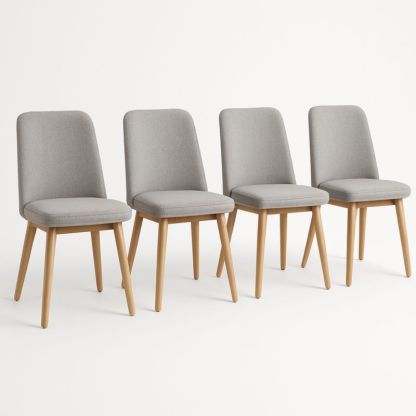 Set van 4 Eetkamerstoelen Stof Bekleding Houten Poten Grijs-Aurorafeliz