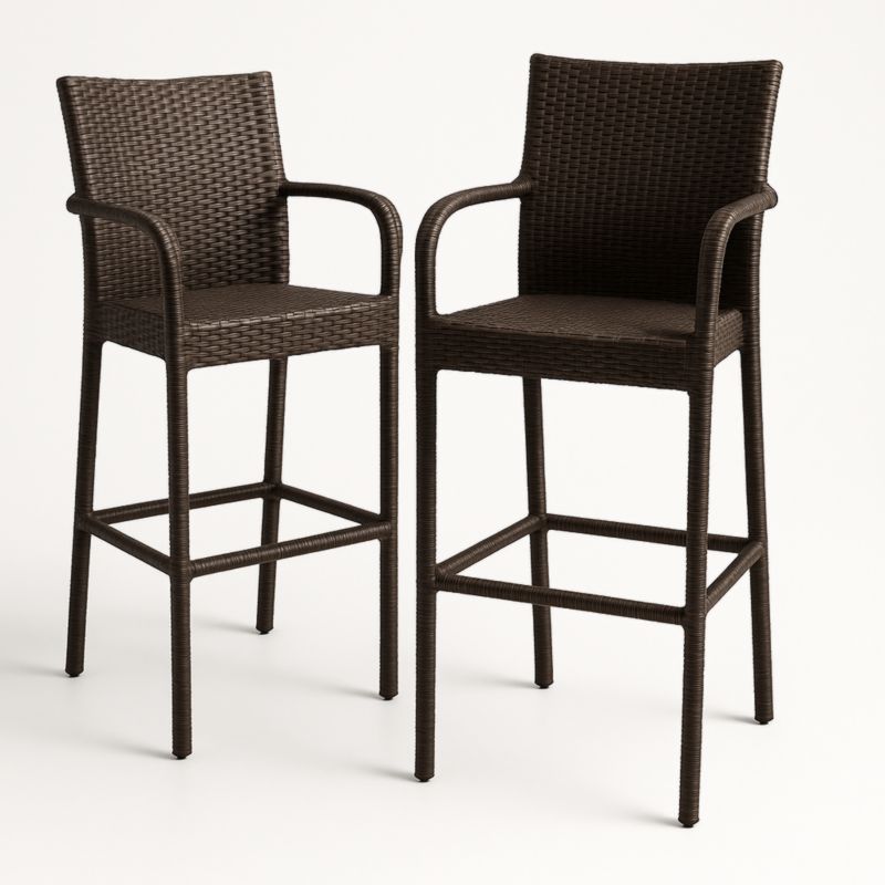 Set van 2 hoge barkrukken rechthoek rotan bruin 122cm-Aurorafeliz