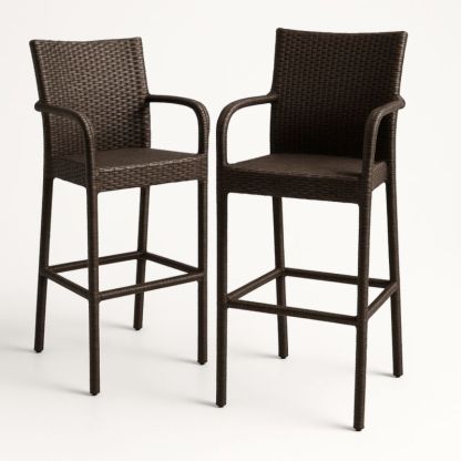 Set van 2 hoge barkrukken rechthoek rotan bruin 122cm-Aurorafeliz