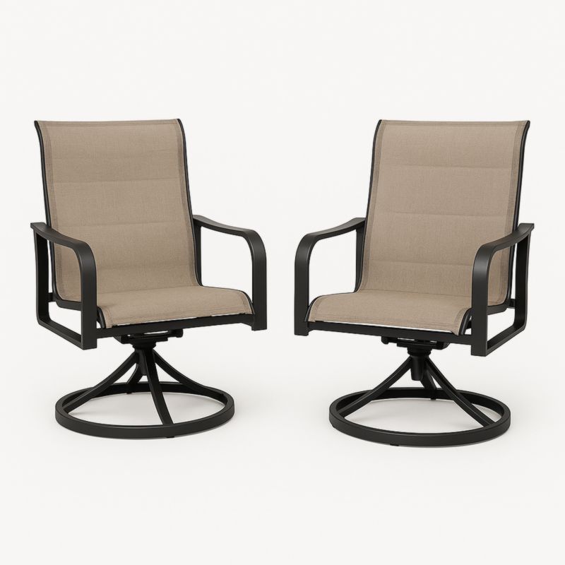 Set van 2 draaibare tuinstoelen aluminium frame polyester stof beige-Aurorafeliz