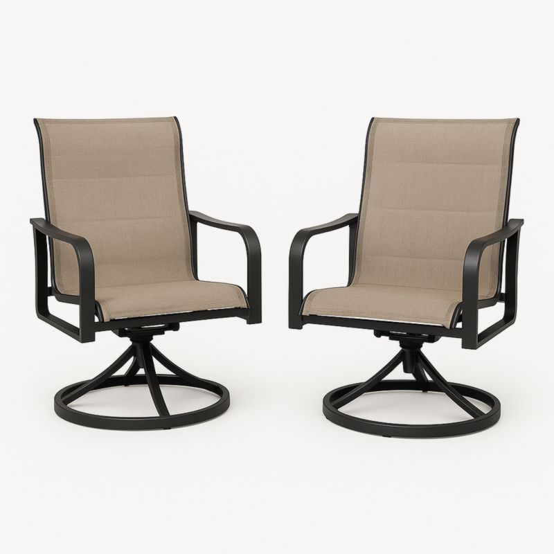 Set van 2 draaibare tuinstoelen aluminium frame polyester stof beige-Aurorafeliz