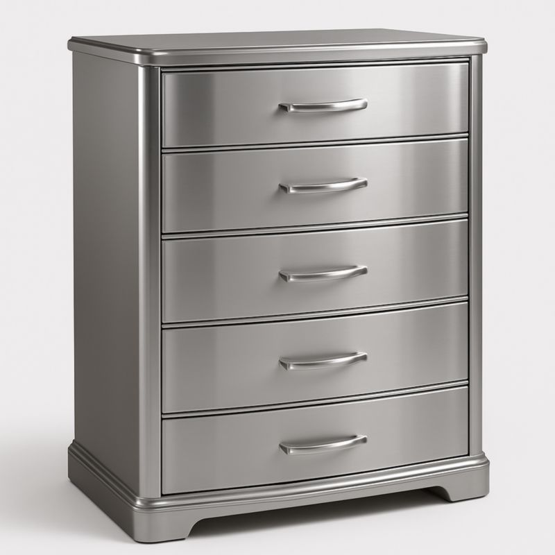 Metalen Ladekast Vijf Lades Zilver 45cm x 60cm x 90cm-Aurorafeliz