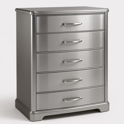 Metalen Ladekast Vijf Lades Zilver 45cm x 60cm x 90cm-Aurorafeliz