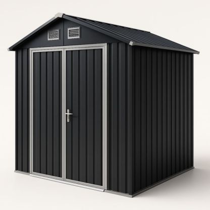 Metaal Tuinhuis Opbergschuur Dubbele Deur Zwart 195x122x180cm-Aurorafeliz