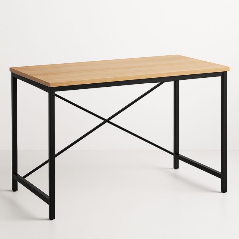 Houten Tafelblad Zwart Metalen Frame Rechthoekig 120x60x75cm-Aurorafeliz