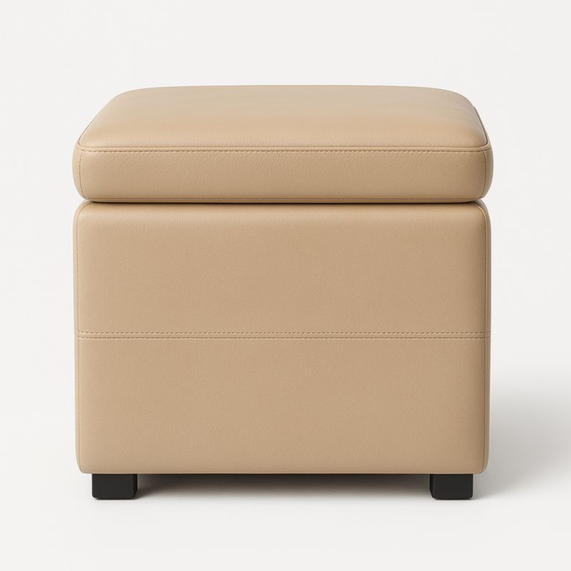 Opberghocker Rechthoek Leer 40x40x40cm Beige-Aurorafeliz