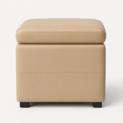 Opberghocker Rechthoek Leer 40x40x40cm Beige-Aurorafeliz