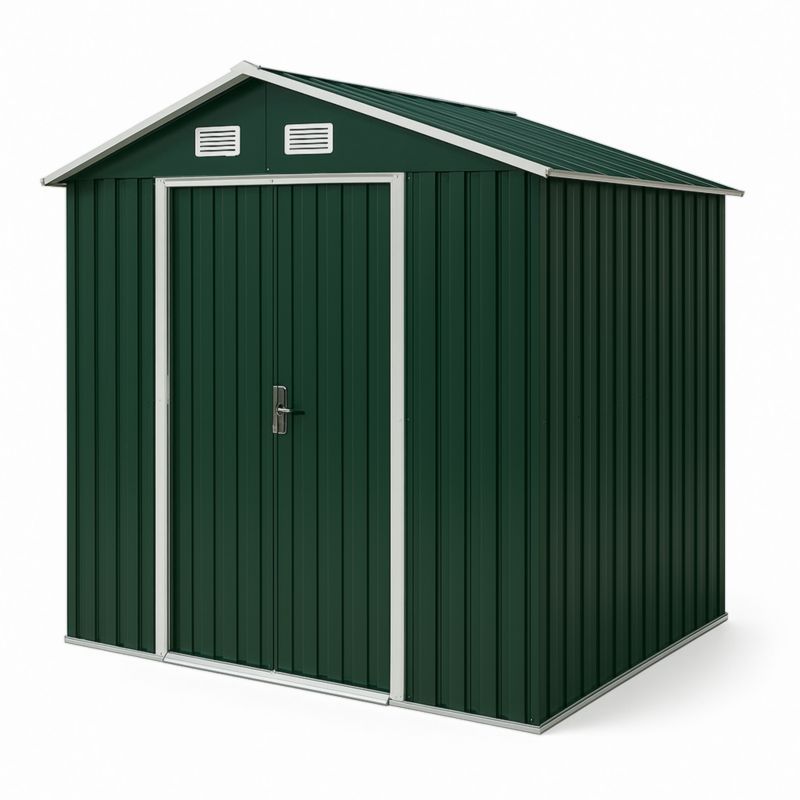 Metalen Tuinhuis Rechthoekig Verzinkt Staal 213x127x185cm Groen-Aurorafeliz