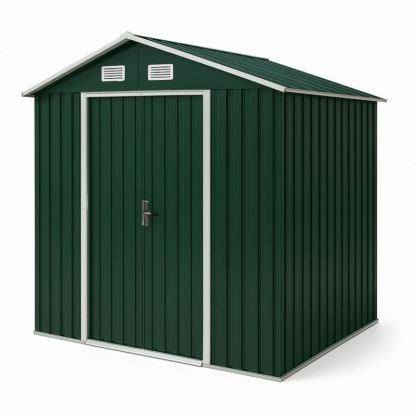 Metalen Tuinhuis Rechthoekig Verzinkt Staal 213x127x185cm Groen-Aurorafeliz