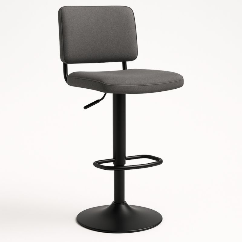 Barkruk met Rugleuning Staal/Stof Zwart/Grijs Verstelbaar-Aurorafeliz