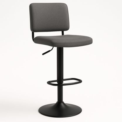 Barkruk met Rugleuning Staal/Stof Zwart/Grijs Verstelbaar-Aurorafeliz