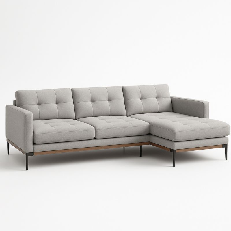 Grijze L-vormige Hoekbank Polyester Houten Frame 270 cm-Aurorafeliz