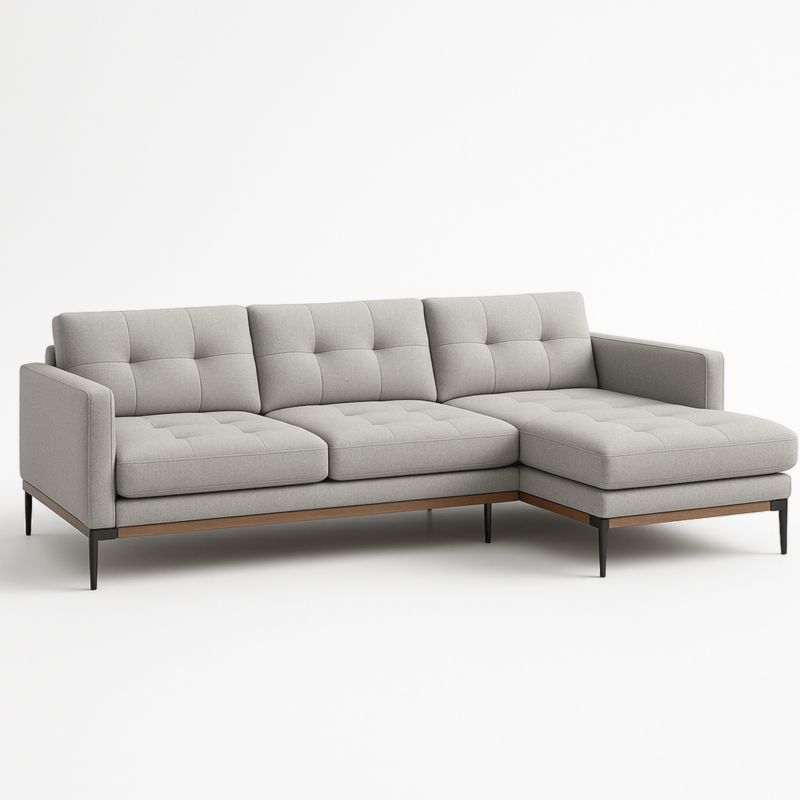 Grijze L-vormige Hoekbank Polyester Houten Frame 270 cm-Aurorafeliz