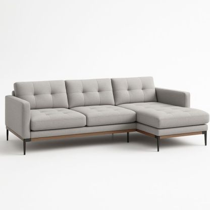 Grijze L-vormige Hoekbank Polyester Houten Frame 270 cm-Aurorafeliz